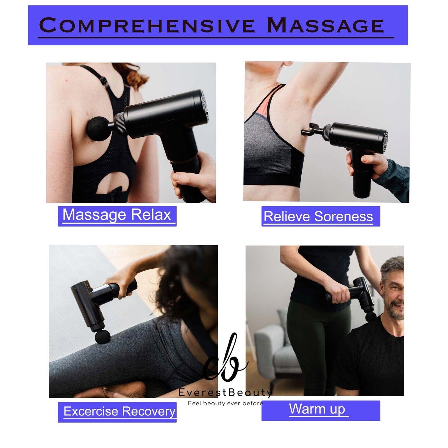 Deep Tissue Massage Gun - Powerful 30 Speeds Percussion Muscle Massager, 2400mah Electric Handheld Muscle Massager Gun, Portable Fascia Gun