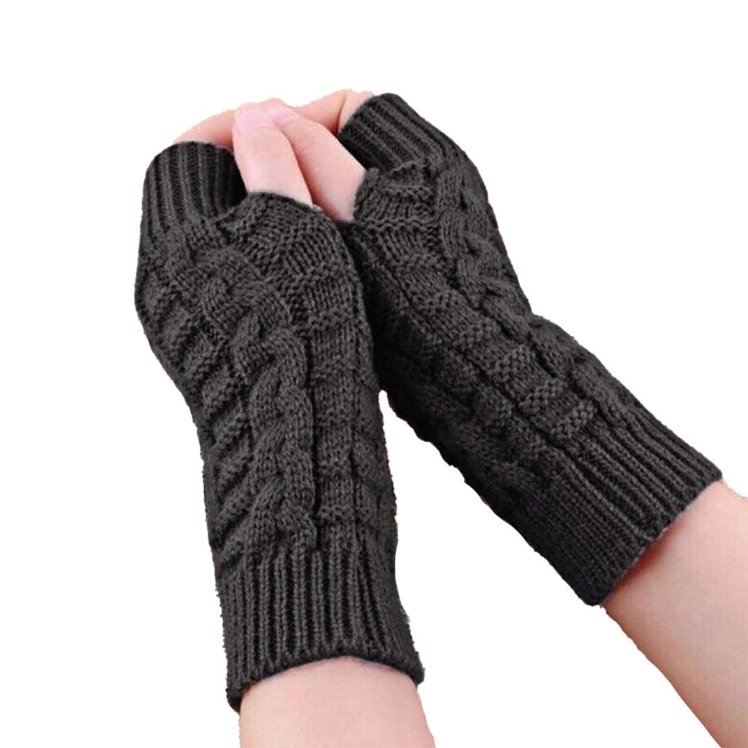 Thermal Fingerless Gloves - Women Wrist Arm Knitted Mitten Long Winter Hand Warmer Fingerless Ladies Gloves
