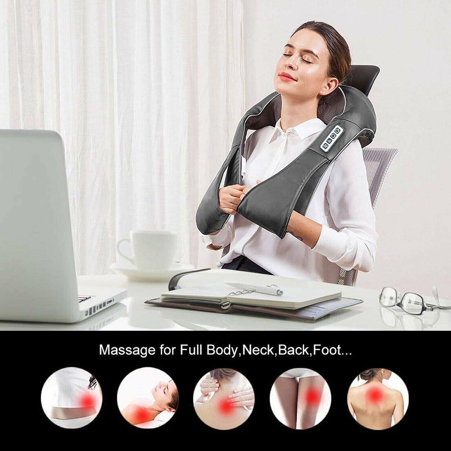 Neck and Shoulder Massager With Heat - Kneading Neck Massager Shoulder Back & Body Massage Deep Tissue