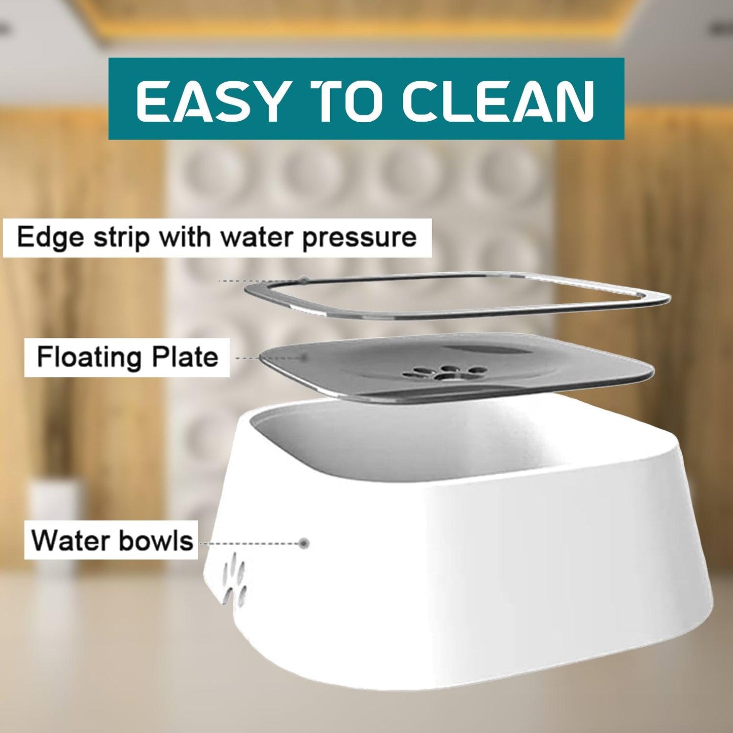Non Spill Dog Water Bowls - 35oz Pet Water Bowl Splash Proof Dispenser Travel Portable Non Drip