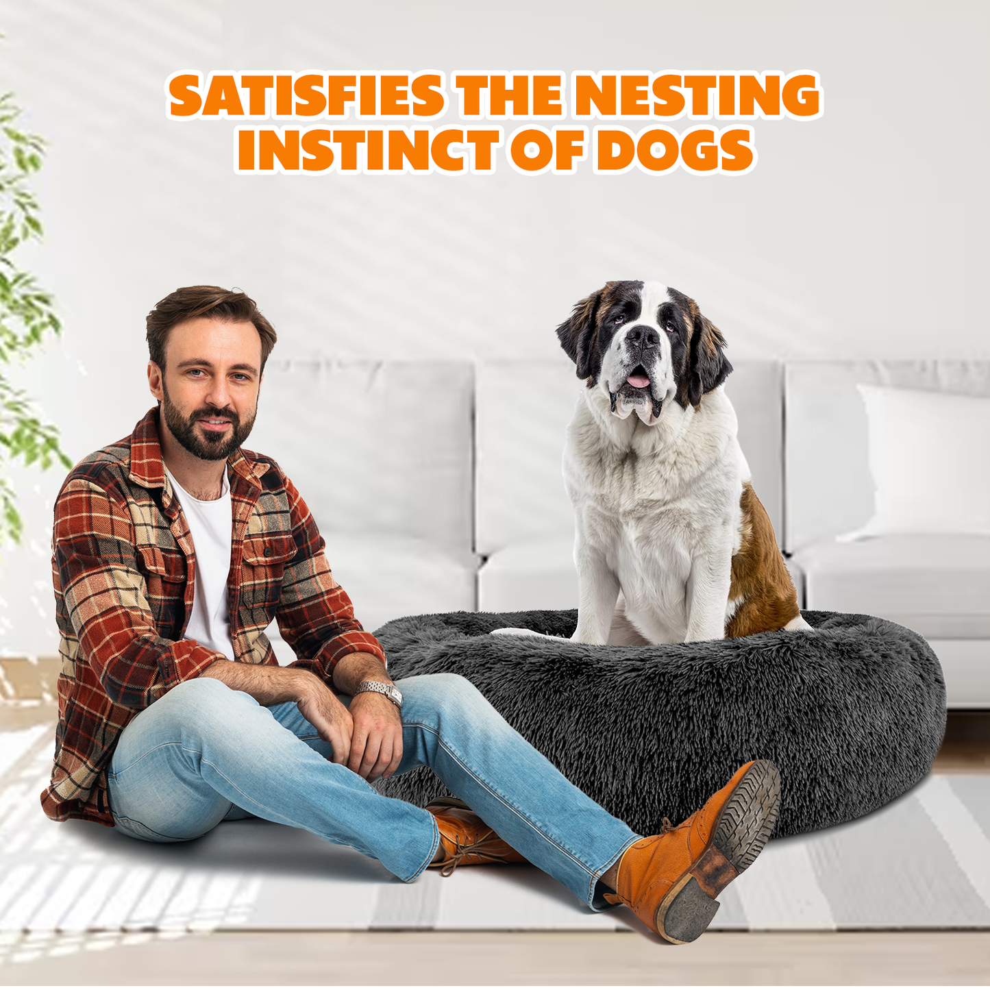 Donut Dog Bed – Anti-Anxiety Round Pet Bed for Cozy Sleep & Joint Support