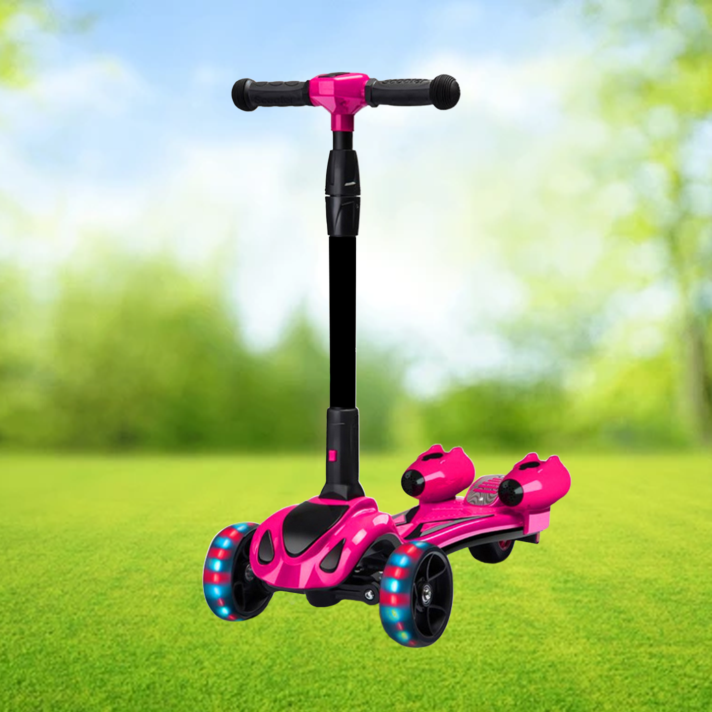 Kick Scooter for Kids – 3-Wheel Foldable Scooter with LED Light-Up Wheels & Adjustable Height