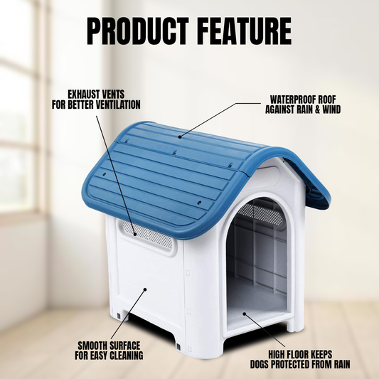 Plastic Dog Kennel – Weatherproof Outdoor Pet House for Small, Medium, and Large Dogs