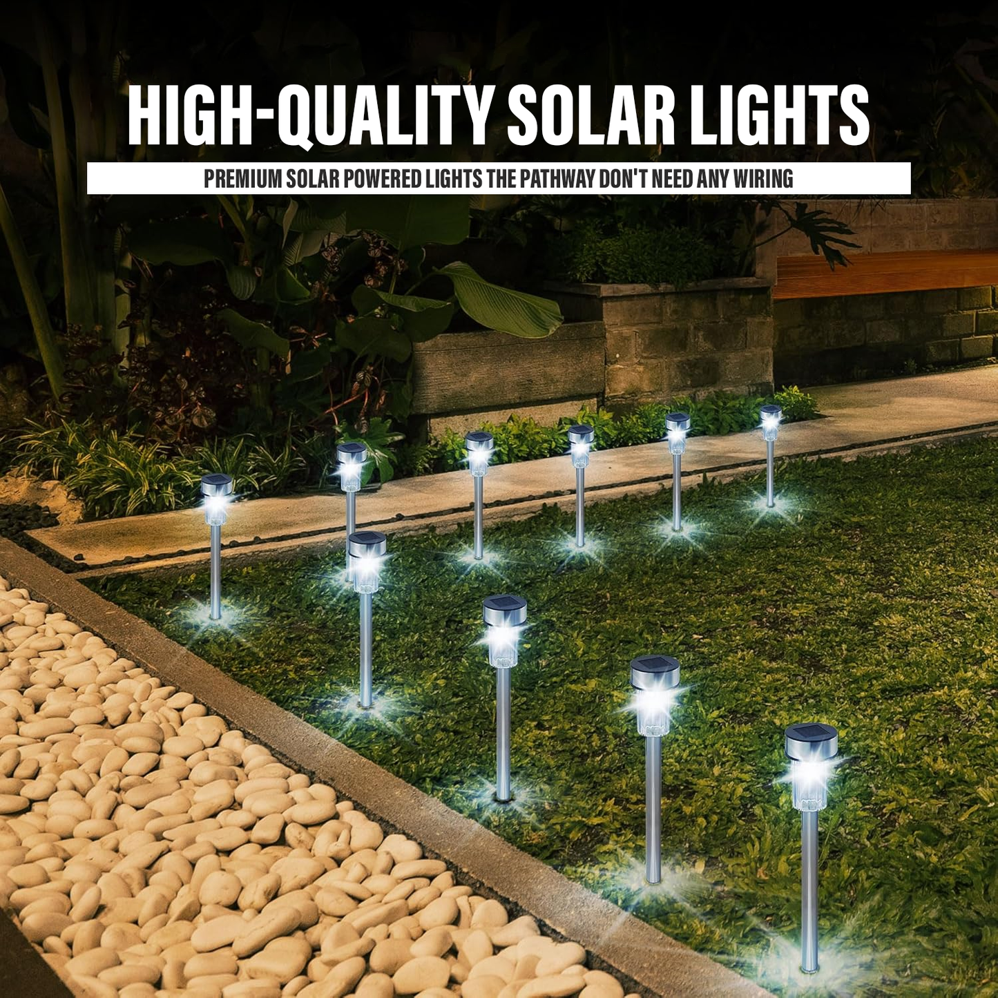 Solar Powered Garden Stake Lights – 10pcs Outdoor LED Pathway Lights for Yard, Lawn & Flower Beds