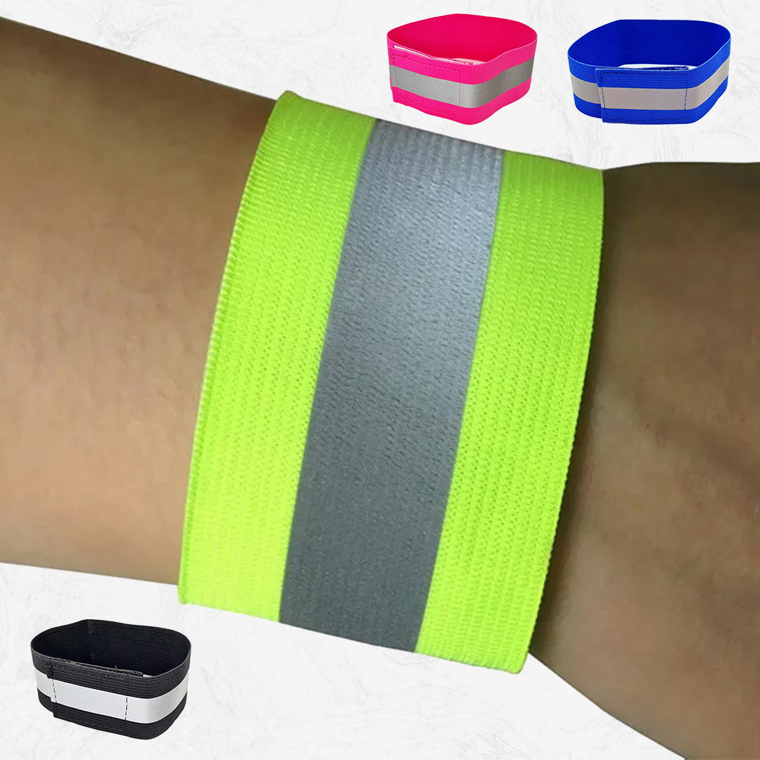 High Visibility Bands – Adjustable Reflective Arm Band Safety Bands for Running Jogging Cycling Walking & Sports