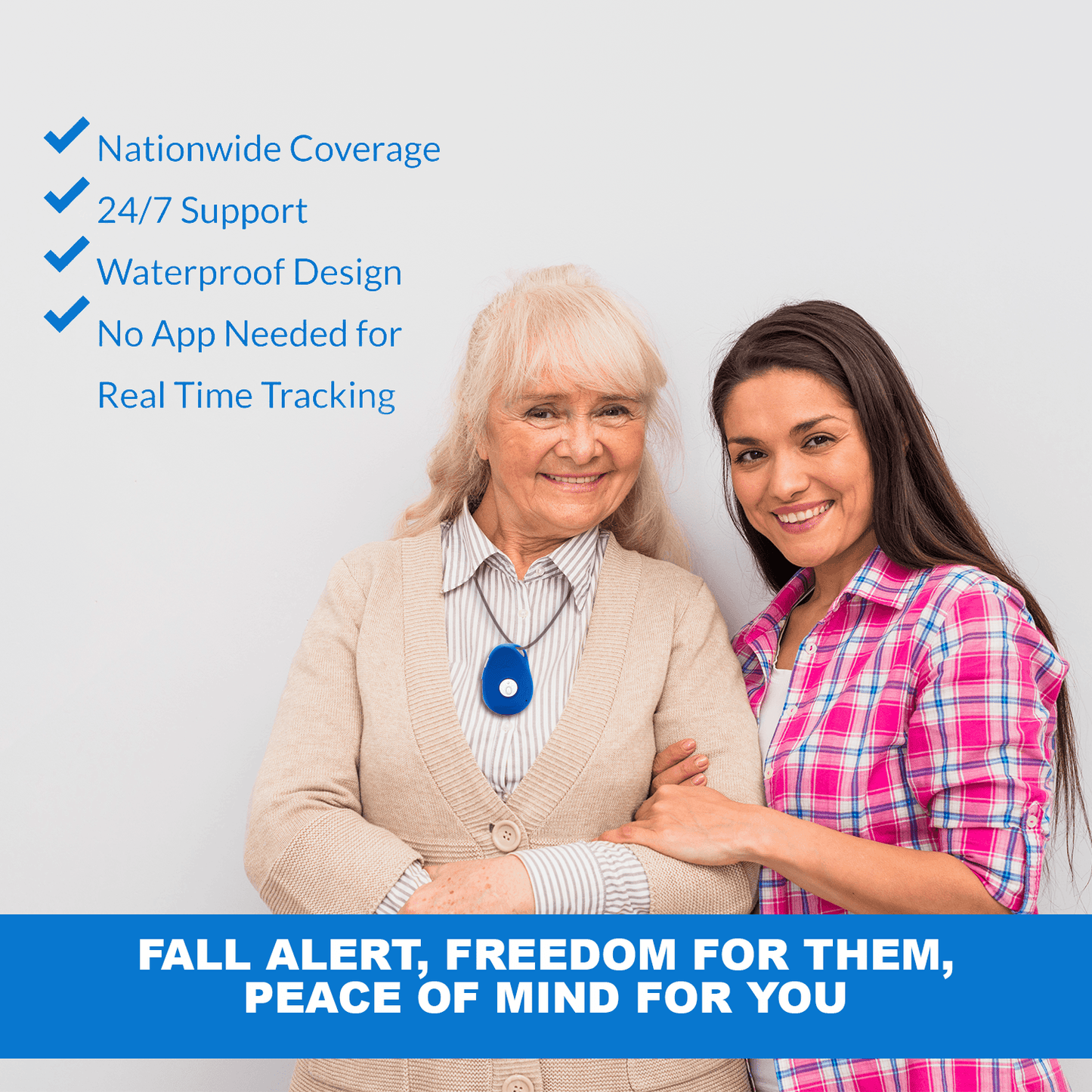 Fall Detection Devices-  Anywhere Elderly Alarm ,Fall Detect 100% Mobile Talking Pendant