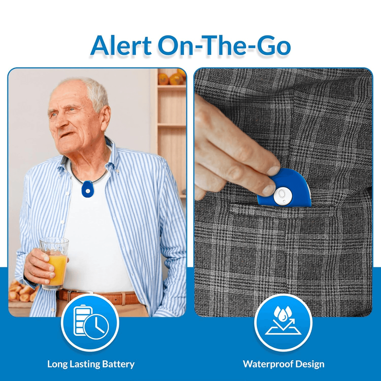 Fall Detection Devices-  Anywhere Elderly Alarm ,Fall Detect 100% Mobile Talking Pendant