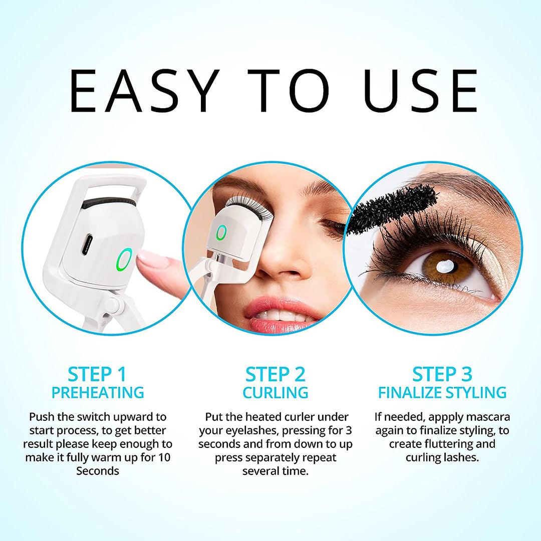 Electric Eyelash Curler - Electric Heated Lasting USB Charging Cable Makeup Tools