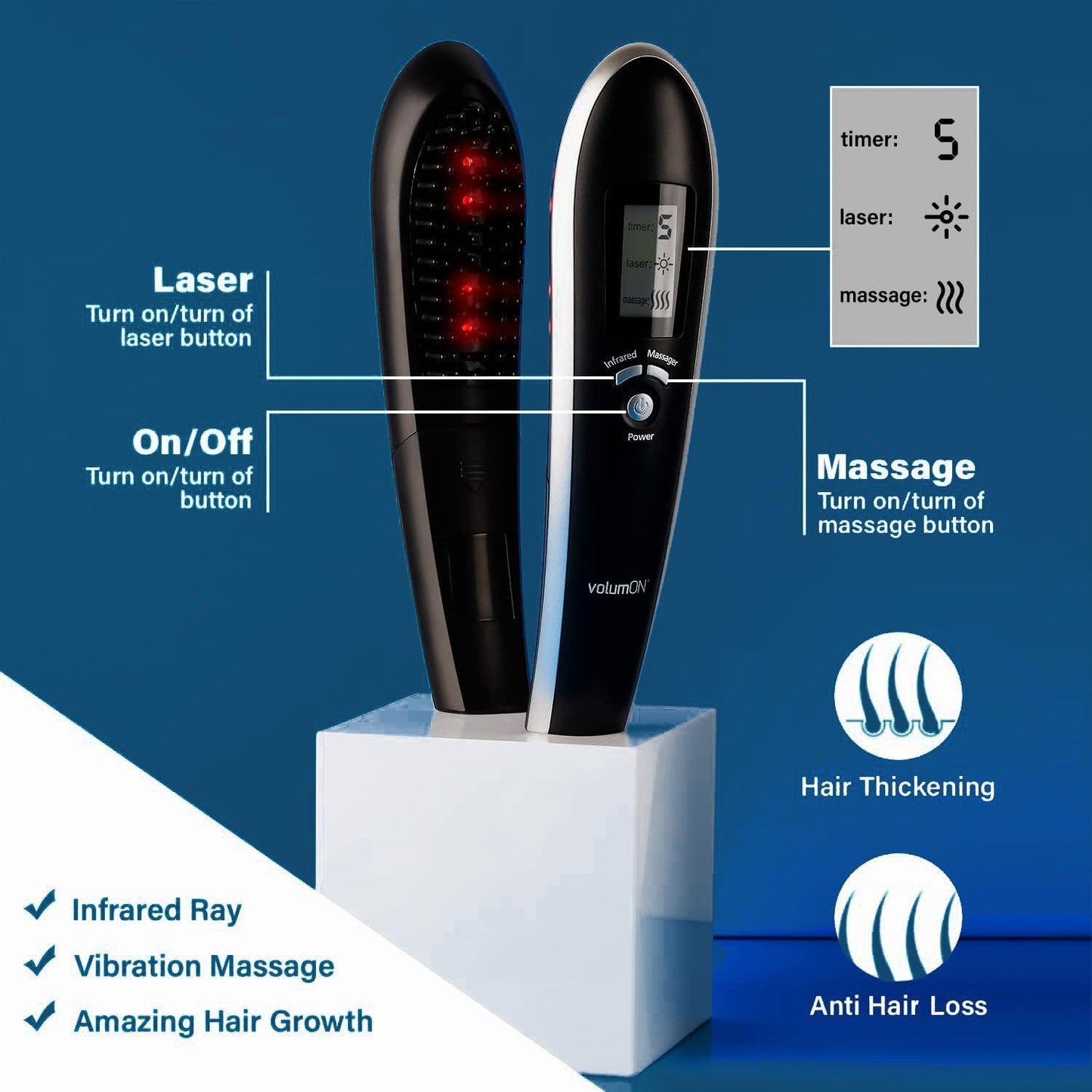 Laser Combs for Hair Growth - Laser Massage Comb For Infrared Hair Growth Regrowth Hair Thickening Home Use UK