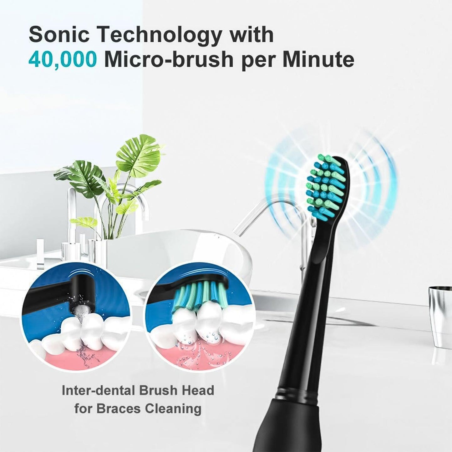 Rechargeable Power Toothbrush - 4/12X Brush Heads Electric Toothbrush Power Toothbrush ADA Accepted