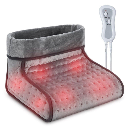 Electric Foot Warmer - 2 In 1 Electric Heated Foot Warmer Massager Comfort Fleece Suede Comfy Relaxing
