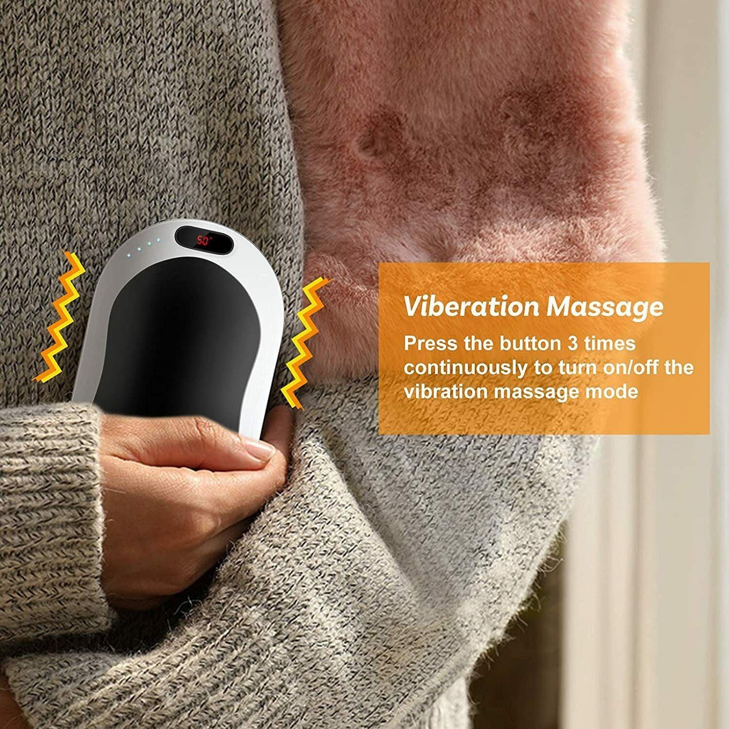 Electric Hot Rechargeable Hand Warmers - Reusable USB Hand Warmer 10000mAh Electric Portable Pocket Hand Warmers Double-sided Heat