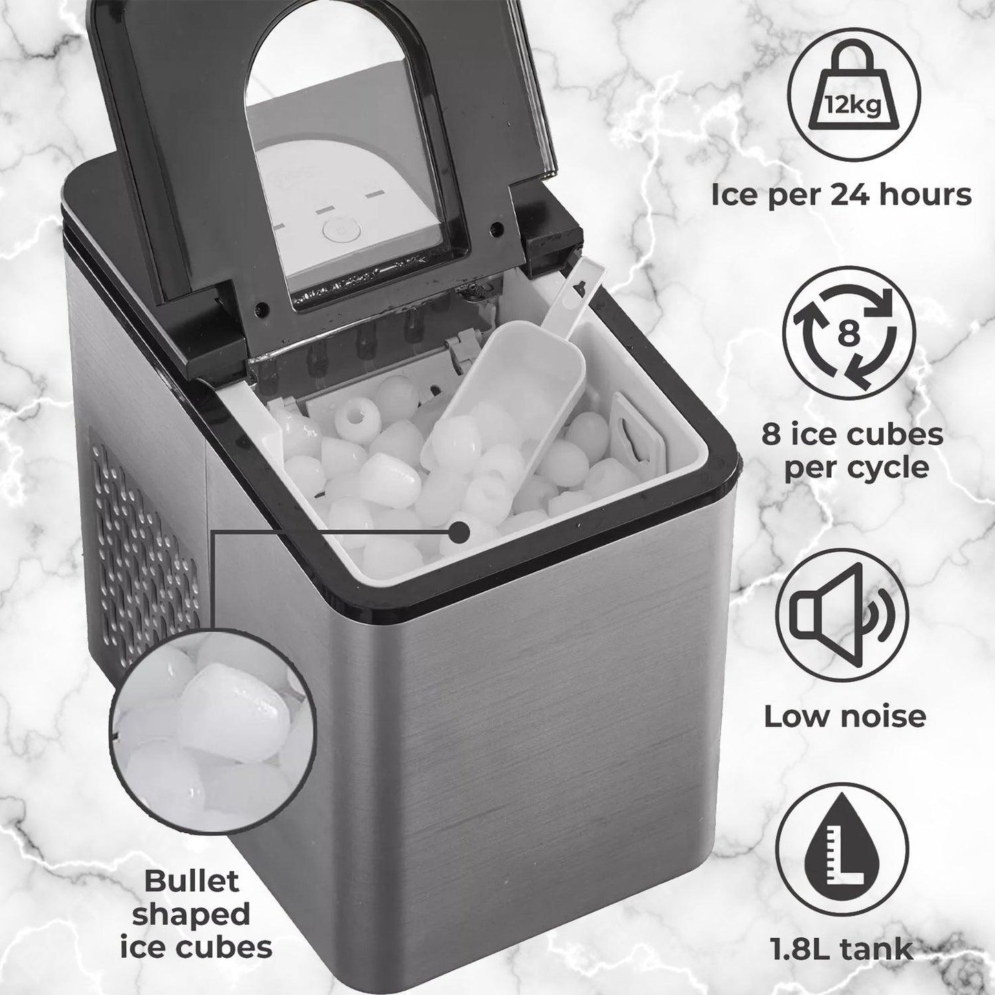 Ice Cubes Maker Machine - 1.8L Automatic Electric Ice Cube Maker Counter Top Cocktails Drink