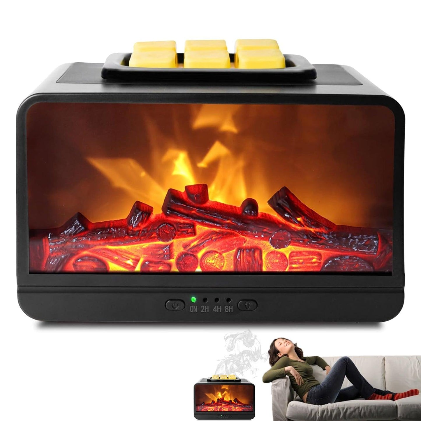 Electric Wax Melt Burner - Flame Fireplace Candle Wax Warmer Wax Melter for Scented Wax with 4 Timer