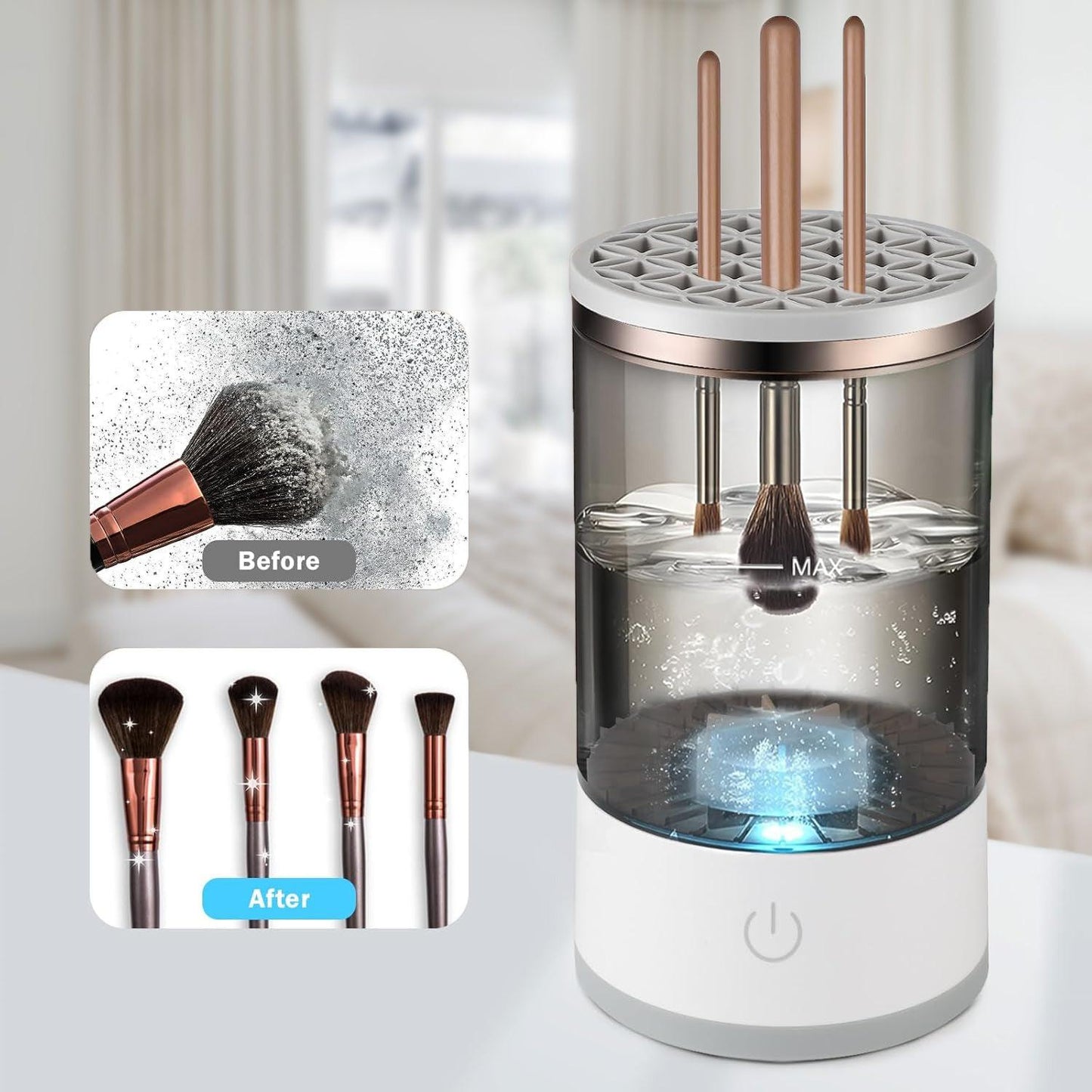 Makeup Brush Cleaner Machine - Automatic Fast Electric Brush Cleaning Holder Dryer