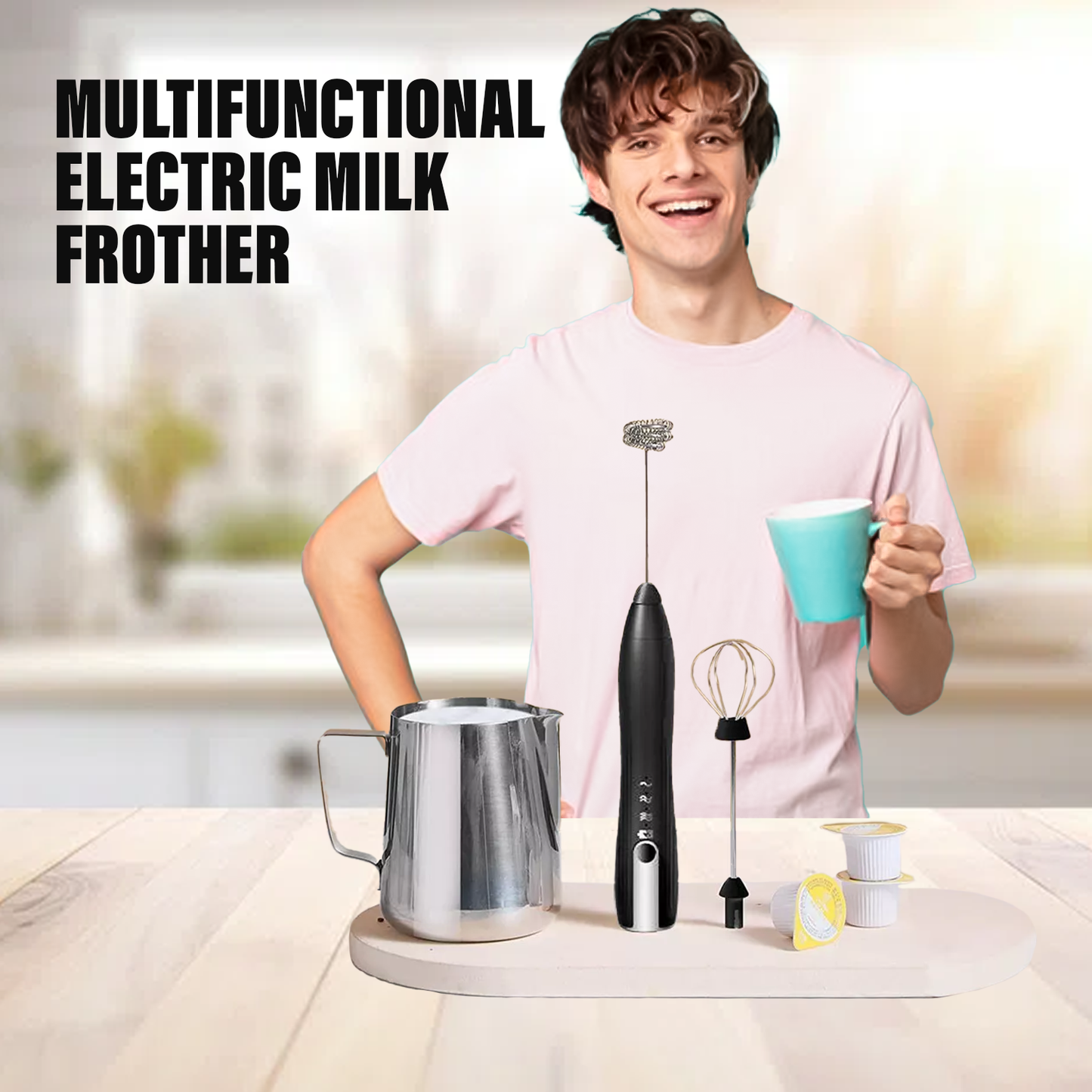 Electric Milk Frother – Handheld Foam Maker for Coffee, Latte, Cappuccino & Hot Chocolate