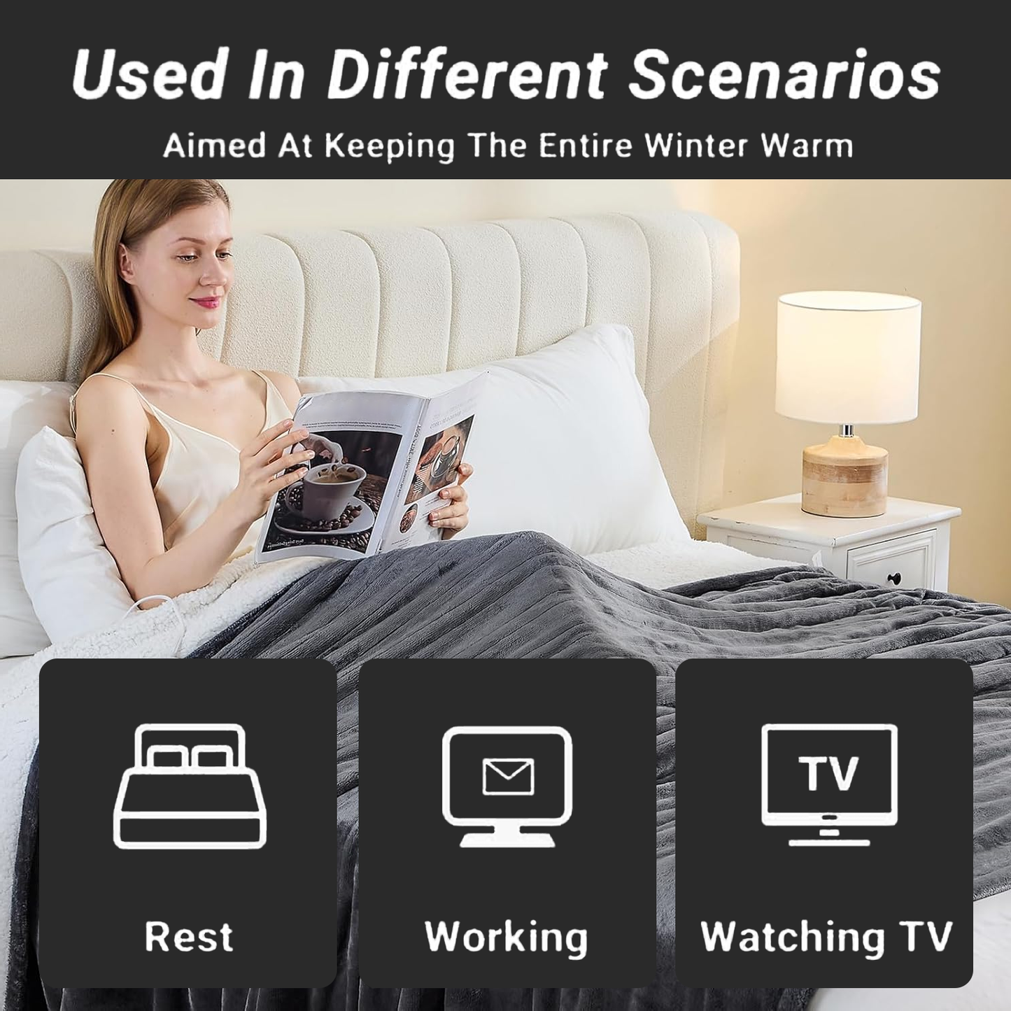 Electric Warming Blanket – Soft Heated Throw with Adjustable Temperature & Auto Shut-Off Winter Blanket