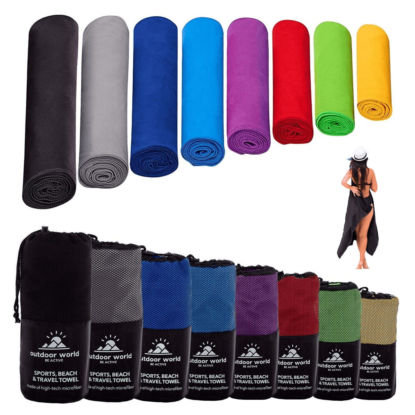 Eono Microfiber Towel - Perfect Fast Drying Towel for Sports Travel Swimming Beach & Camping