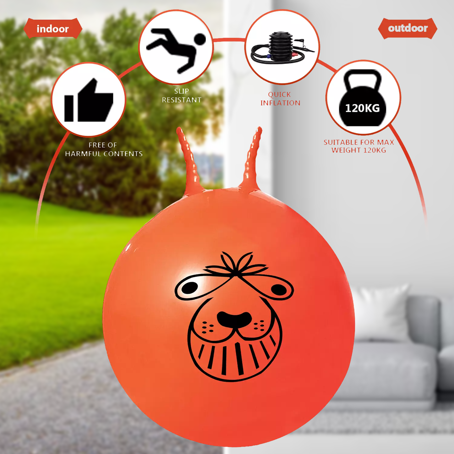 Space Hopper Ball – Retro Bouncing Toy for Kids & Adults | 60CM/80CM with Free Pump