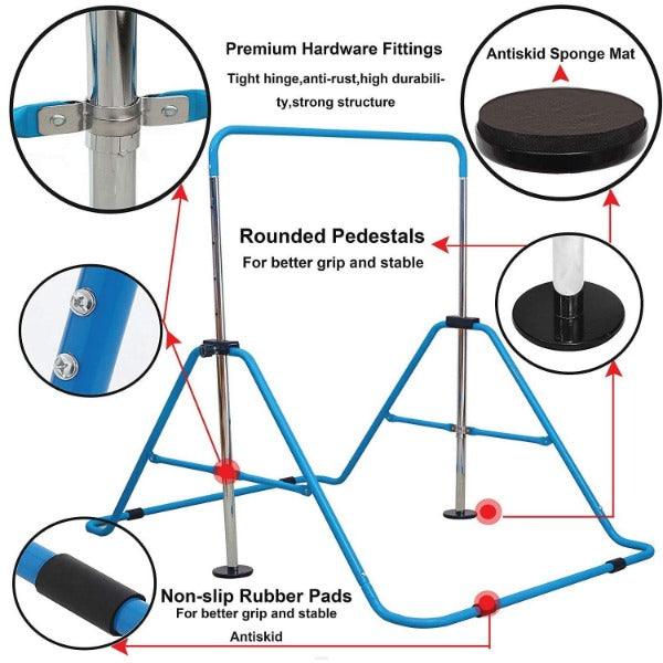 Childs Gymnastics Bar - Junior Training Bar Expandable Kids Horizontal Bars Children Kip Home Gym