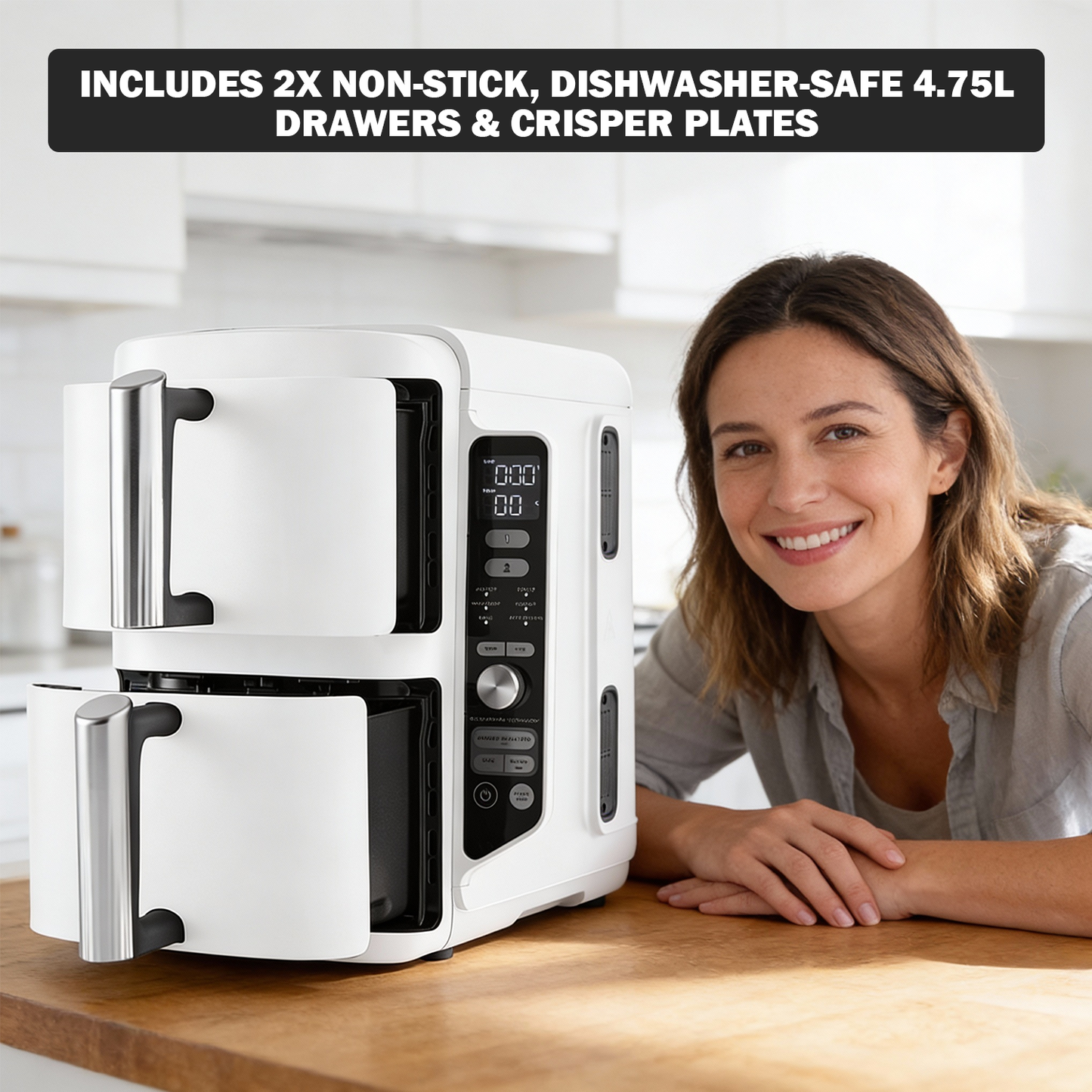 Large Air Fryer – Family Size Oil-Free Hot Air Fryer with Digital Touch Screen