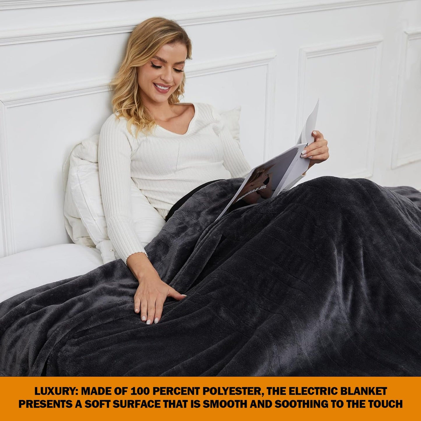 King Size Electric Blankets - 3 Heat Settings Single Double King Size Super Soft Cosy Fleece Blanket