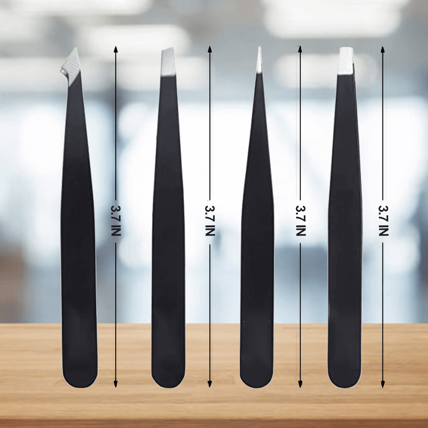 Steel Eyebrow Tweezers - Professional 4-Pieces Hair Beauty Pluckers Set