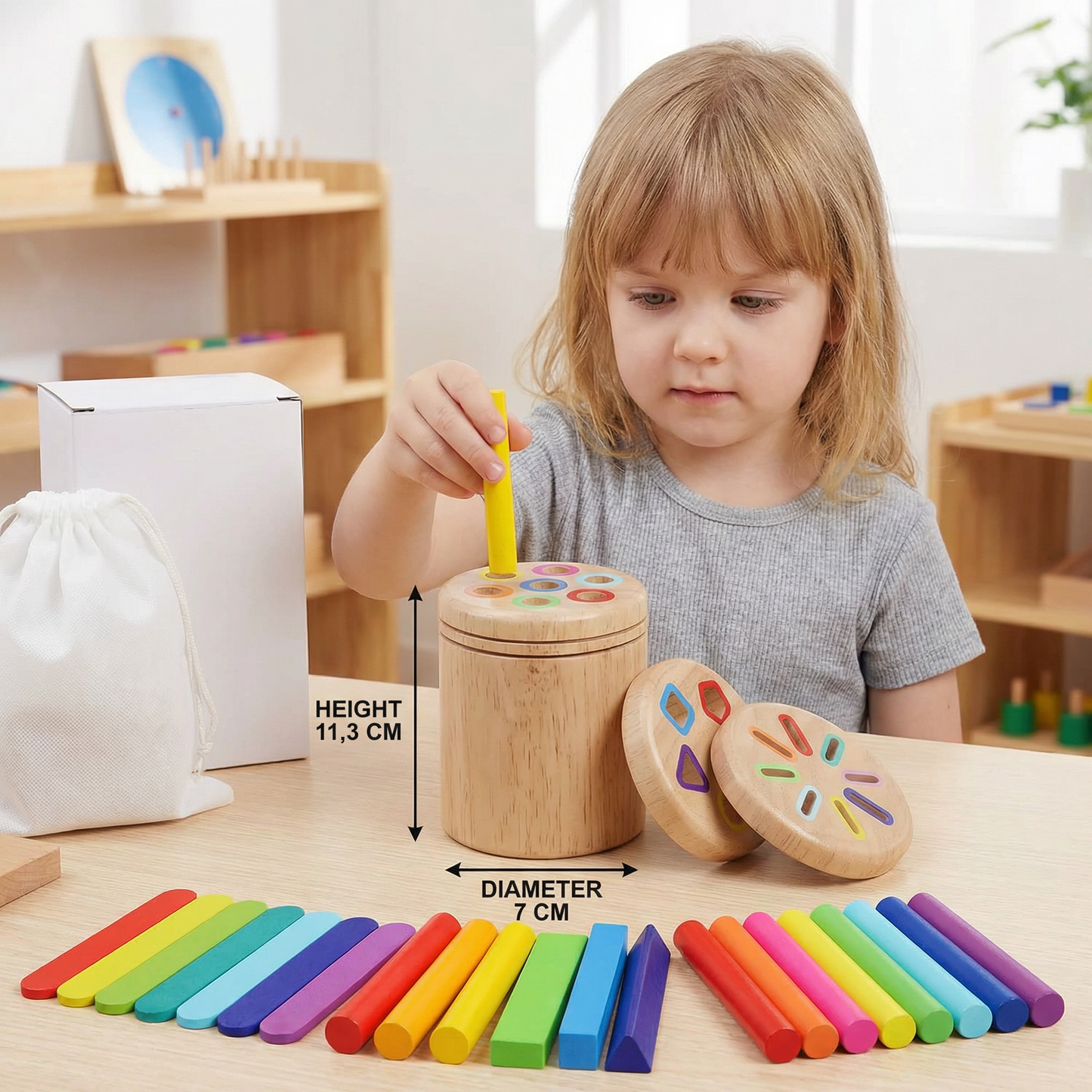 Montessori Wooden Colour & Shape Sorting Toy – Fine Motor Skills Learning Puzzle