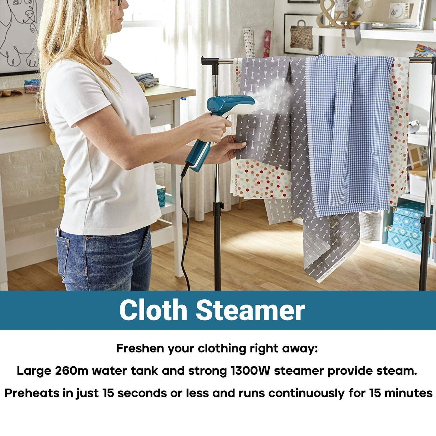 Portable Steamer for Clothes - Steam First Handheld Garment Steamer 1300W