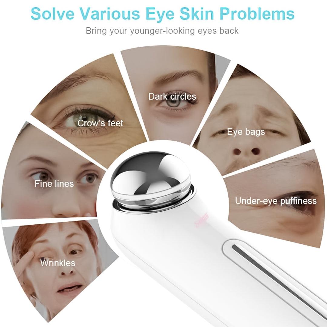 Heated Eye Wand - Pulse Facial Face Eye Massager Lift 3D Roller Electric Sonic Energy Rejuvenation