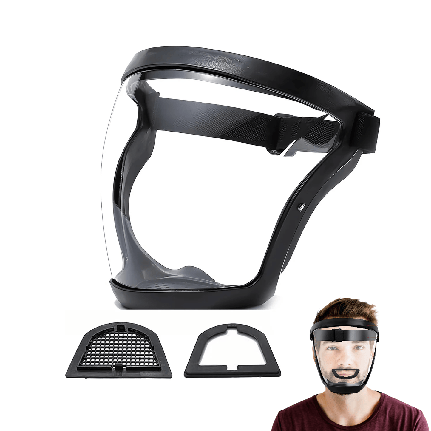 Face Protection Shield - Anti-fog Full Face Shield Protective Head Cover Transparent Safety Mask