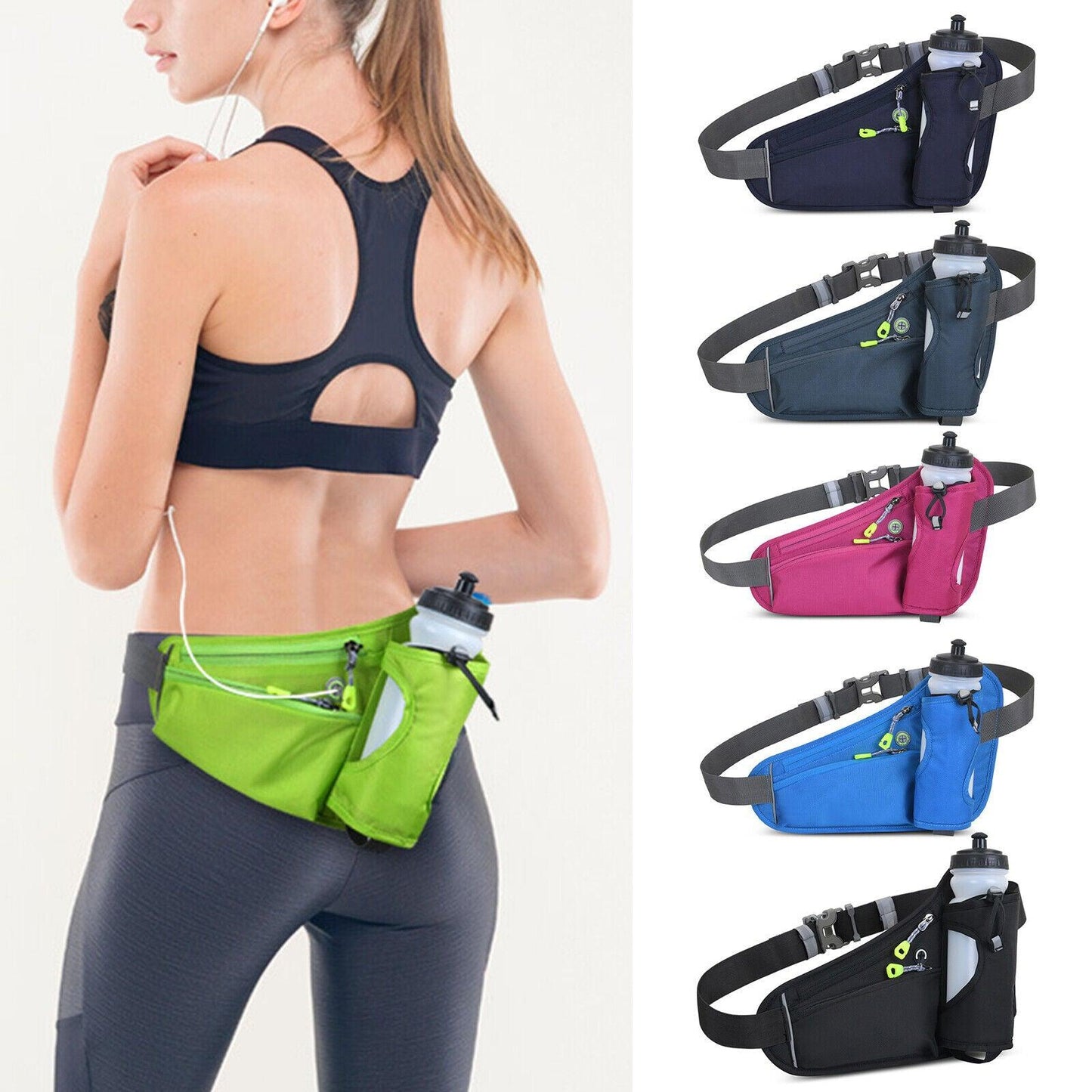 Running Belt With Water Bottle - Running Belt with Water Bottle Holder Waterproof Waist Bum Bag Sport Fanny Pack