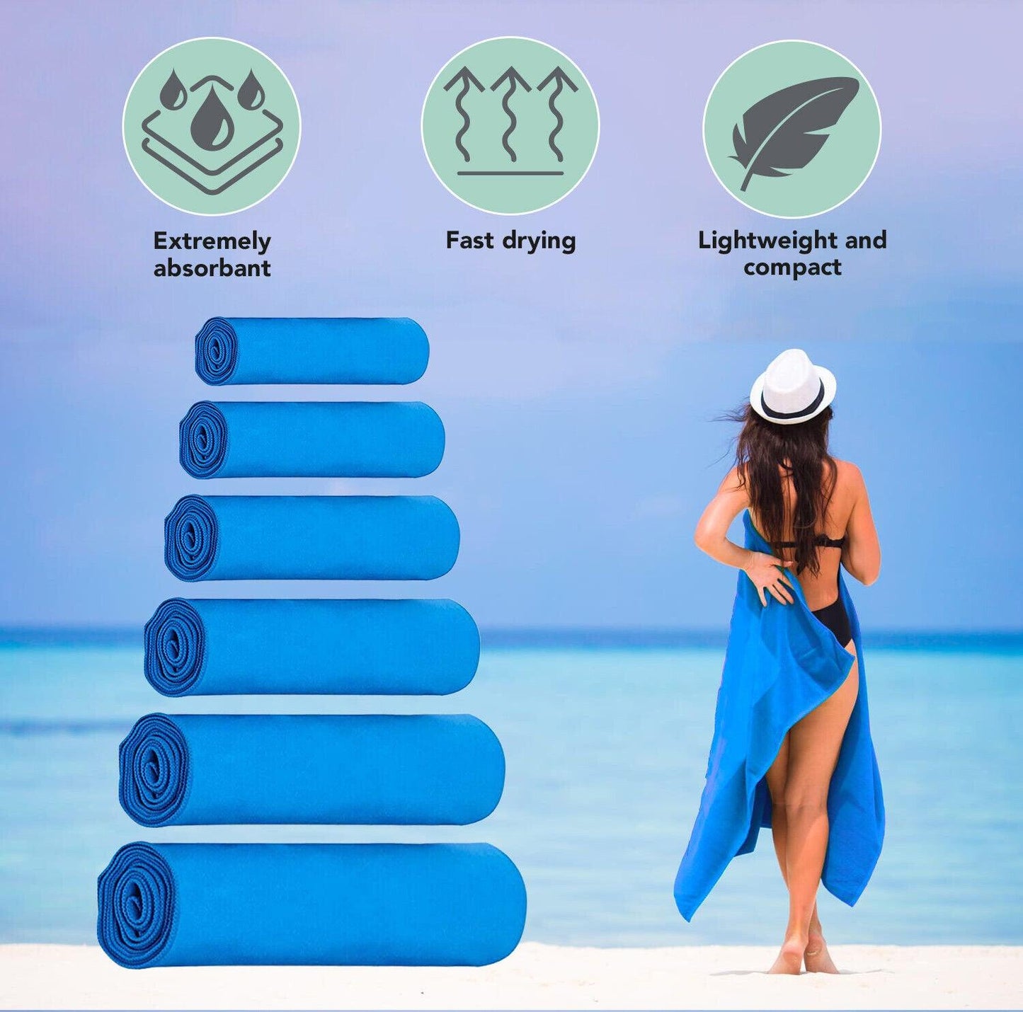 Eono Microfiber Towel - Perfect Fast Drying Towel for Sports Travel Swimming Beach & Camping