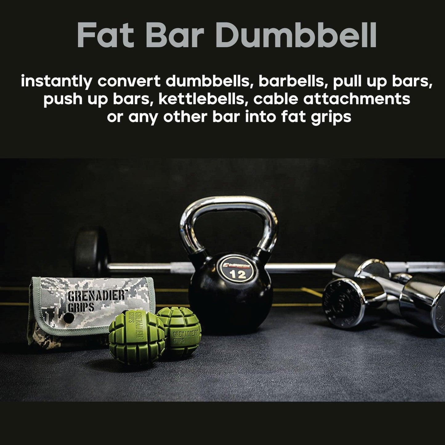 Grenadier Grips by Gunsmith - 2x Gunsmith Fitness Grenadier Grips Unique Fat Bar Dumbell/Barbell Grips For Huge Size Gains, Explosive Power