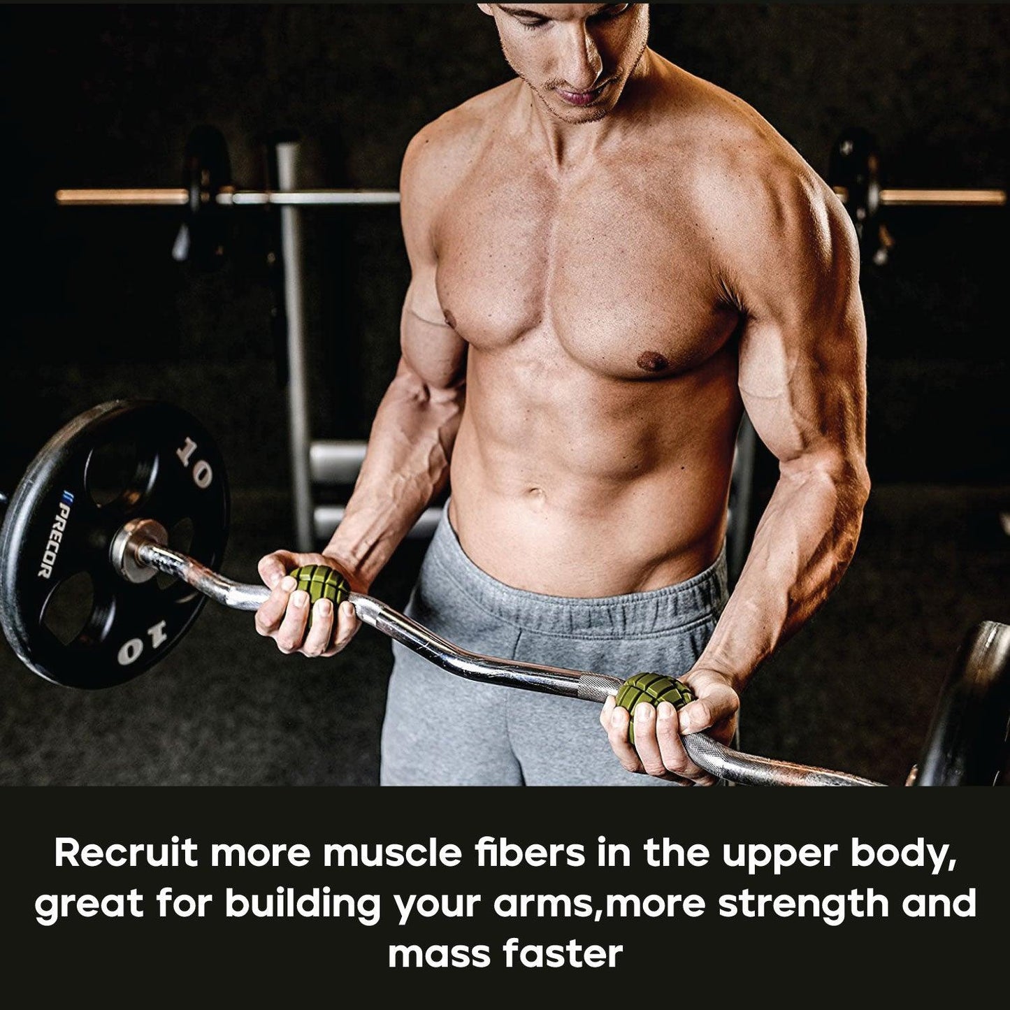 Grenadier Grips by Gunsmith - 2x Gunsmith Fitness Grenadier Grips Unique Fat Bar Dumbell/Barbell Grips For Huge Size Gains, Explosive Power