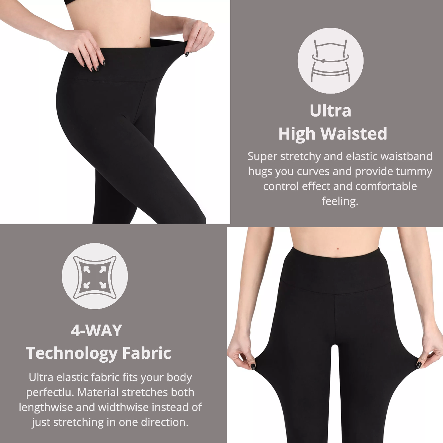 High Waisted Ladies Leggings – Stretchy, Tummy Control Workout & Everyday Wear