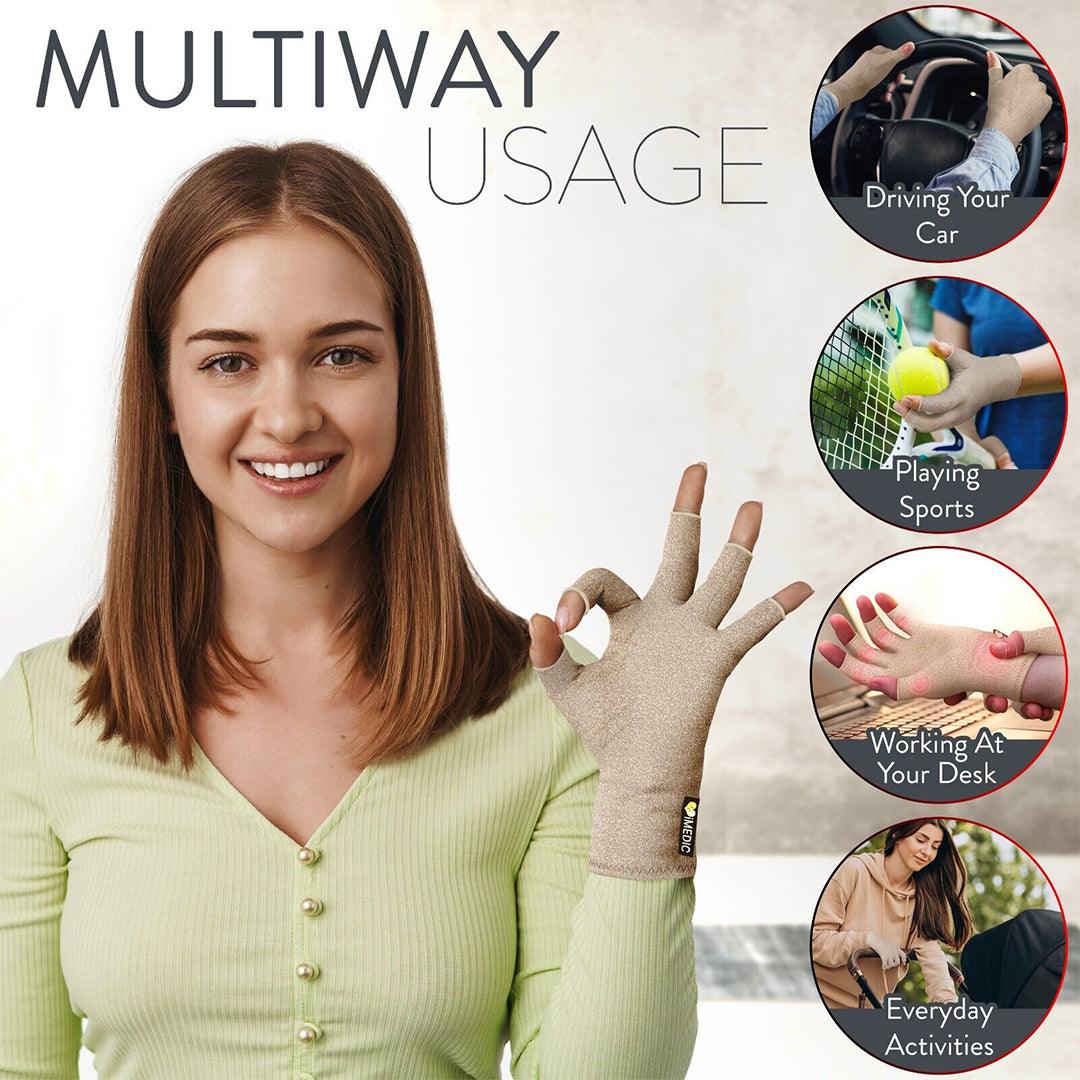 Compression Gloves for Arthritis - Fingerless Pain Relief Arthritic Hands Rheumatoid Anti Arthritis Elastic Gloves