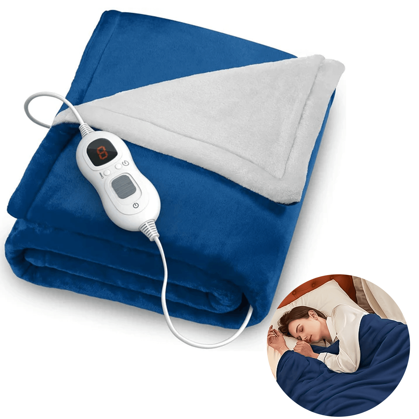 Fitted Electric Blanket Double - Luxurious Heated Throw Soft Fleece Blanket With Digital Controller