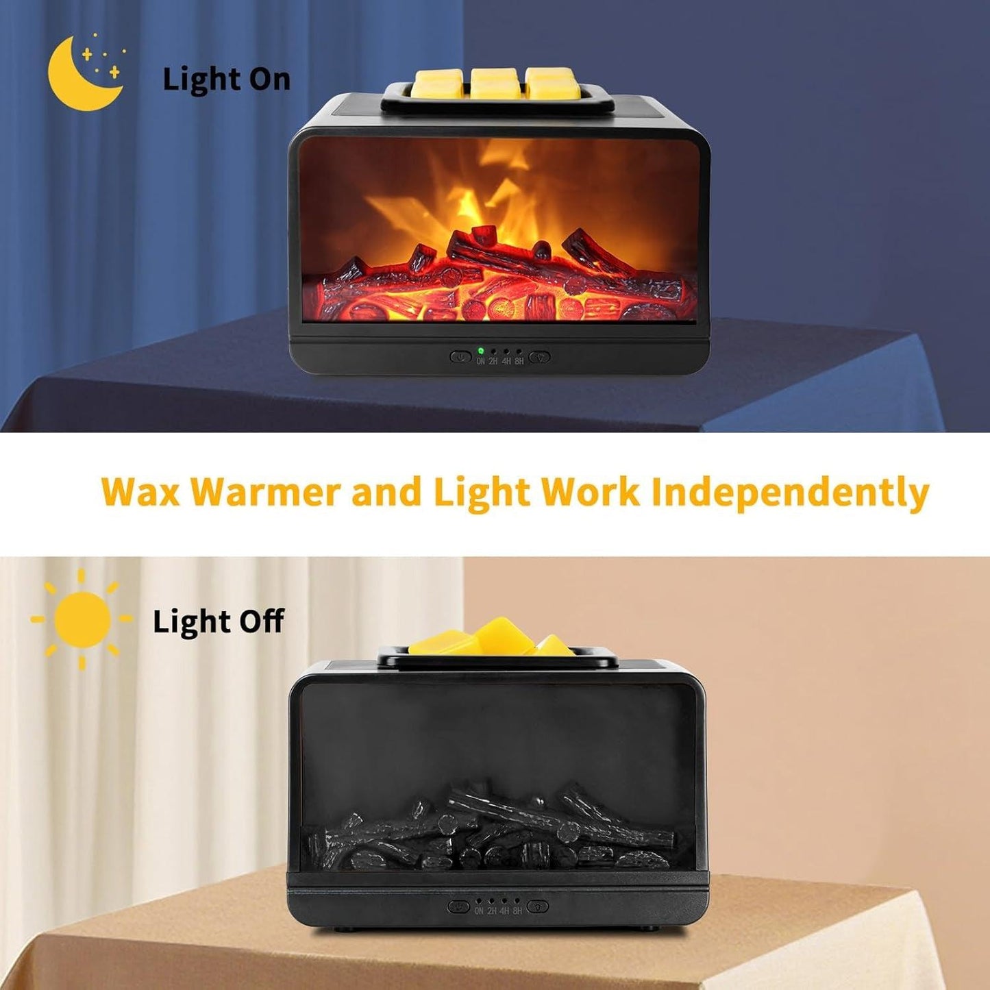Electric Wax Melt Burner - Flame Fireplace Candle Wax Warmer Wax Melter for Scented Wax with 4 Timer