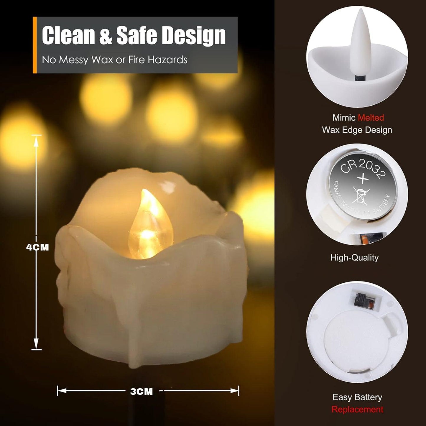 LED Candle Tea Lights - 12pcs Tea Lamp Flameless Flicker Timer Candles Battery Operated