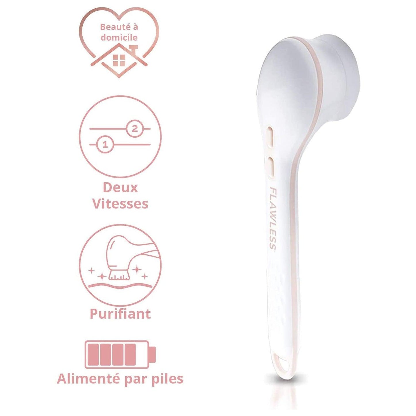 Electric Body Brush - Flawless Cleanse Spa with 3 Multi-Purpose Cleansing Heads for a Full Body Spa Experience