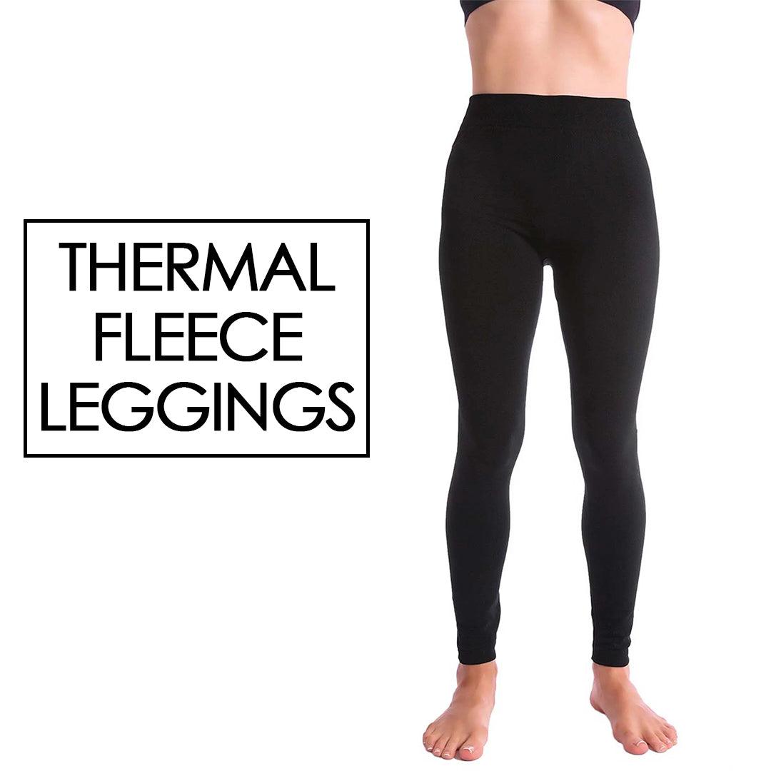 Womens Fleece Lined Leggings - Winter Warm Thermal Fully Lined Fleece Ladies Leggings High Waist 10CM Tummy Control Pants