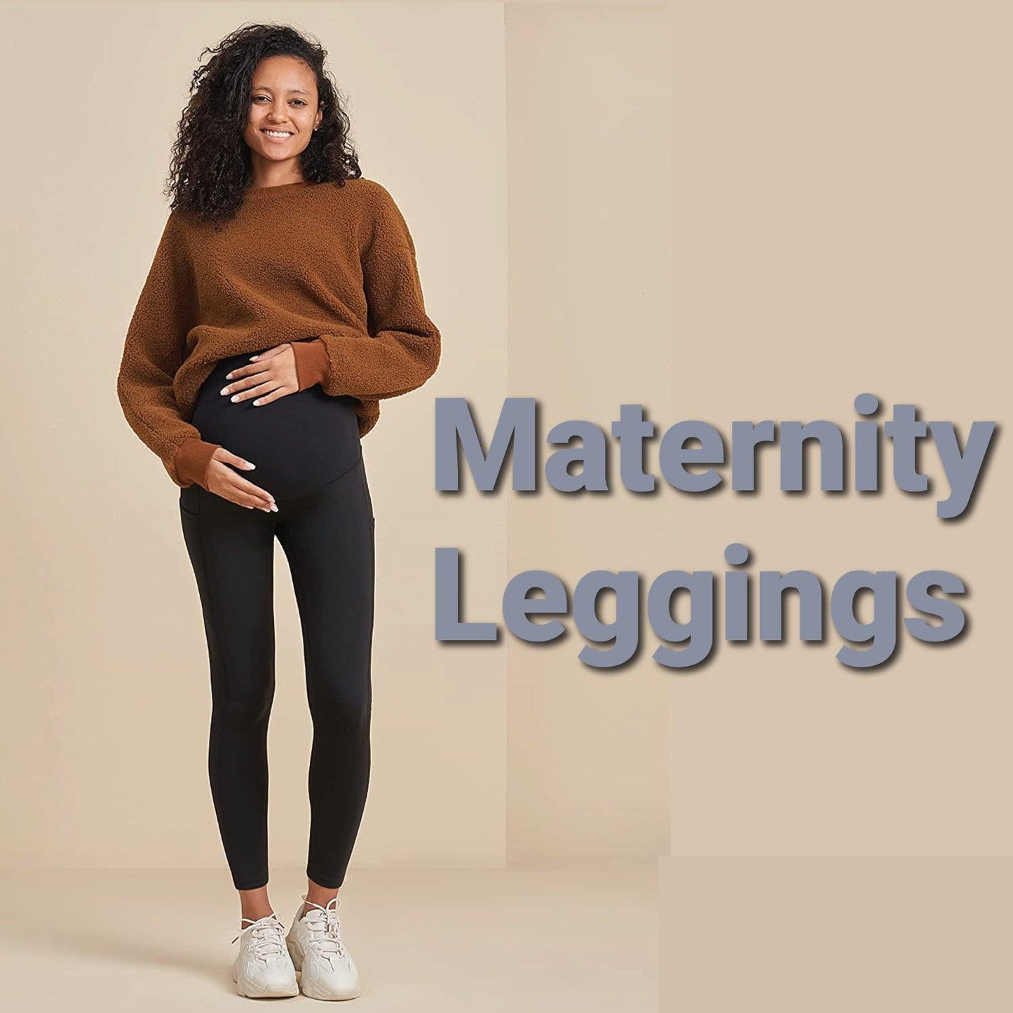 Fleece Lined Maternity Leggings - Mom Thick Leggings Soft Warm Full Length Cotton Pregnancy Pants