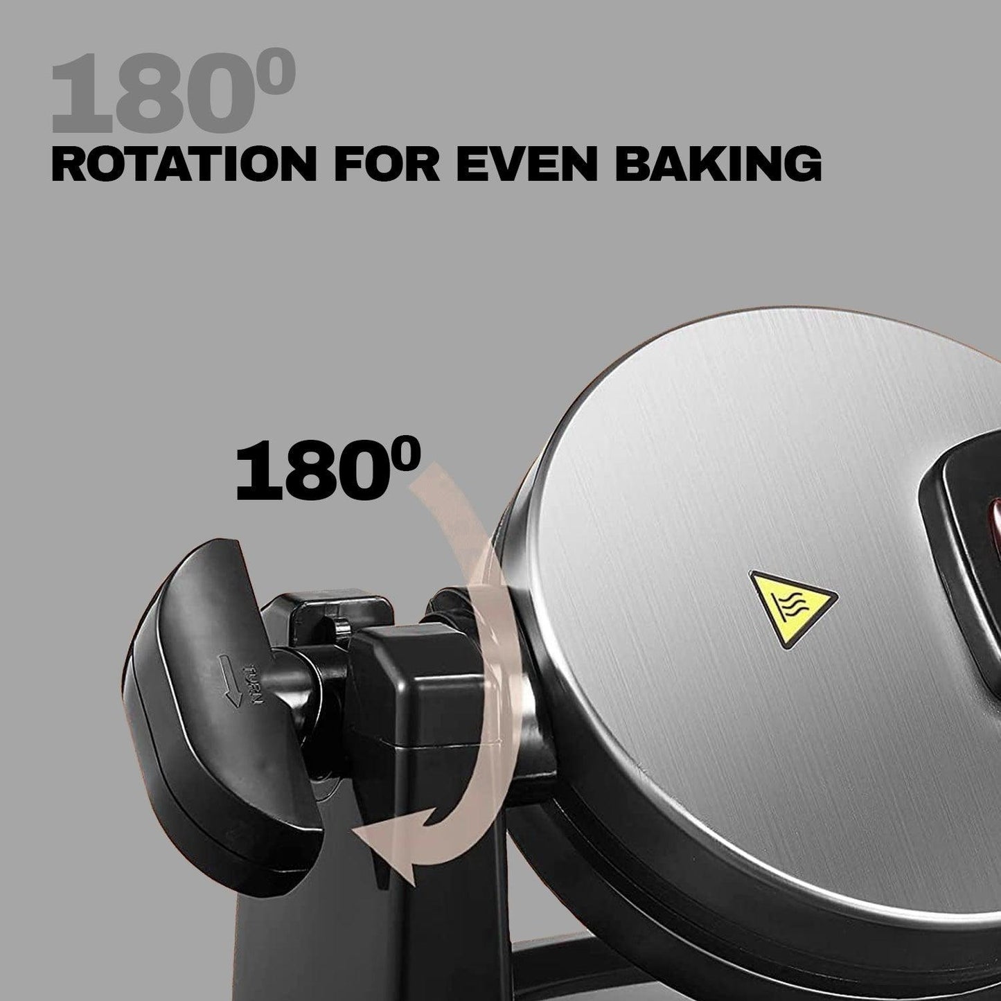 Rotating Waffle Maker - 1000W Non-Stick Rotary Waffle Iron with Auto Temperature Control | Cooks Upto 4 Waffles