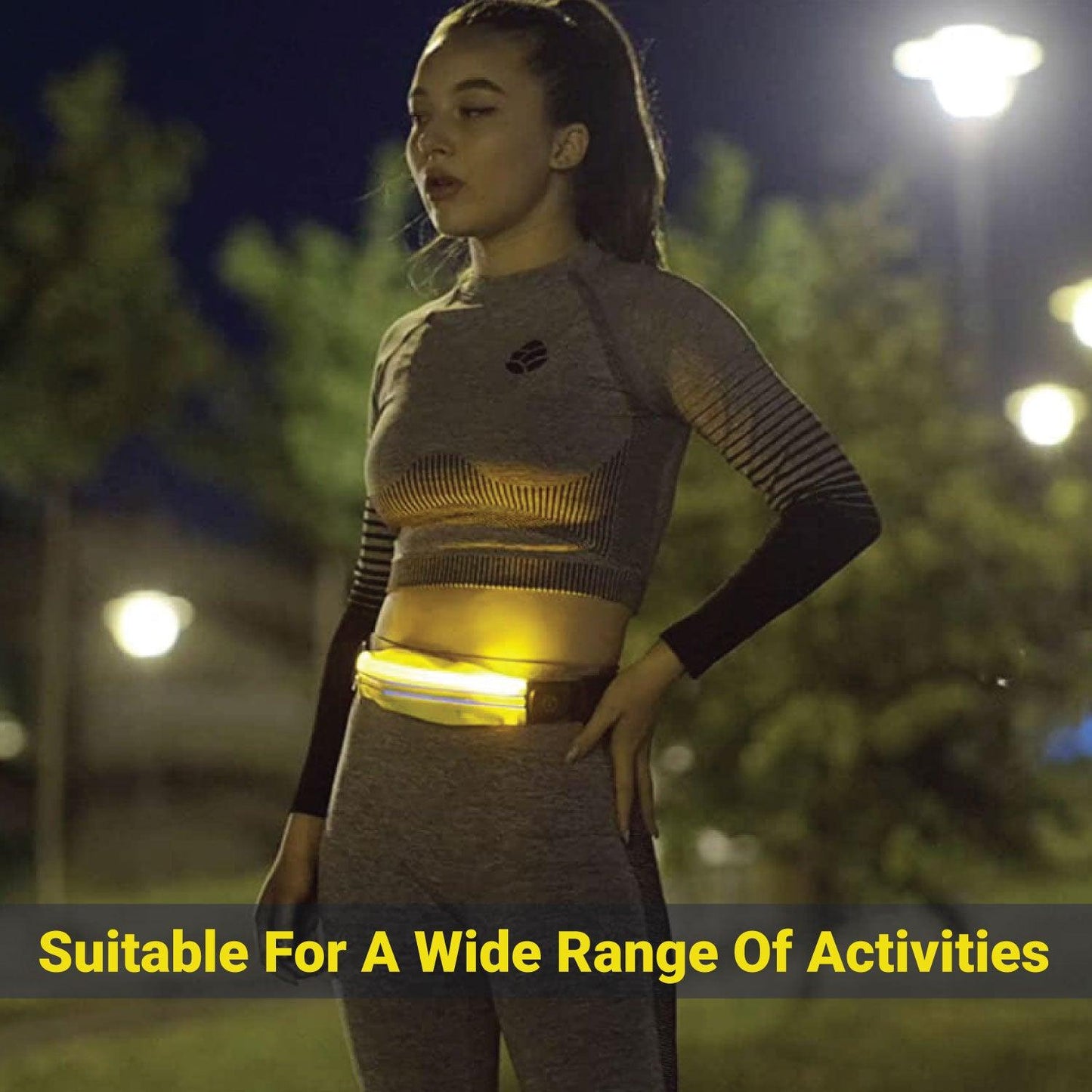 Flipbelt for Running - Ultra Yellow Coloured LED Reflective Running Belt For Women and Men USB Rechargeable Running Phone Holders Waist Bag