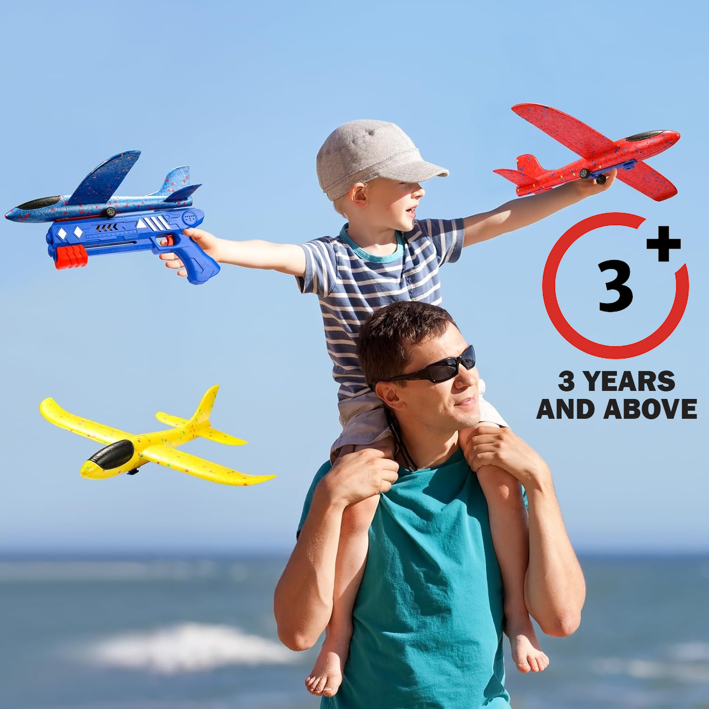 Airplane Launcher Toy – Kids 2 Flight Mode Airplane EPP Foam Gliders Fly Toy Catapult Launcher Gun Set