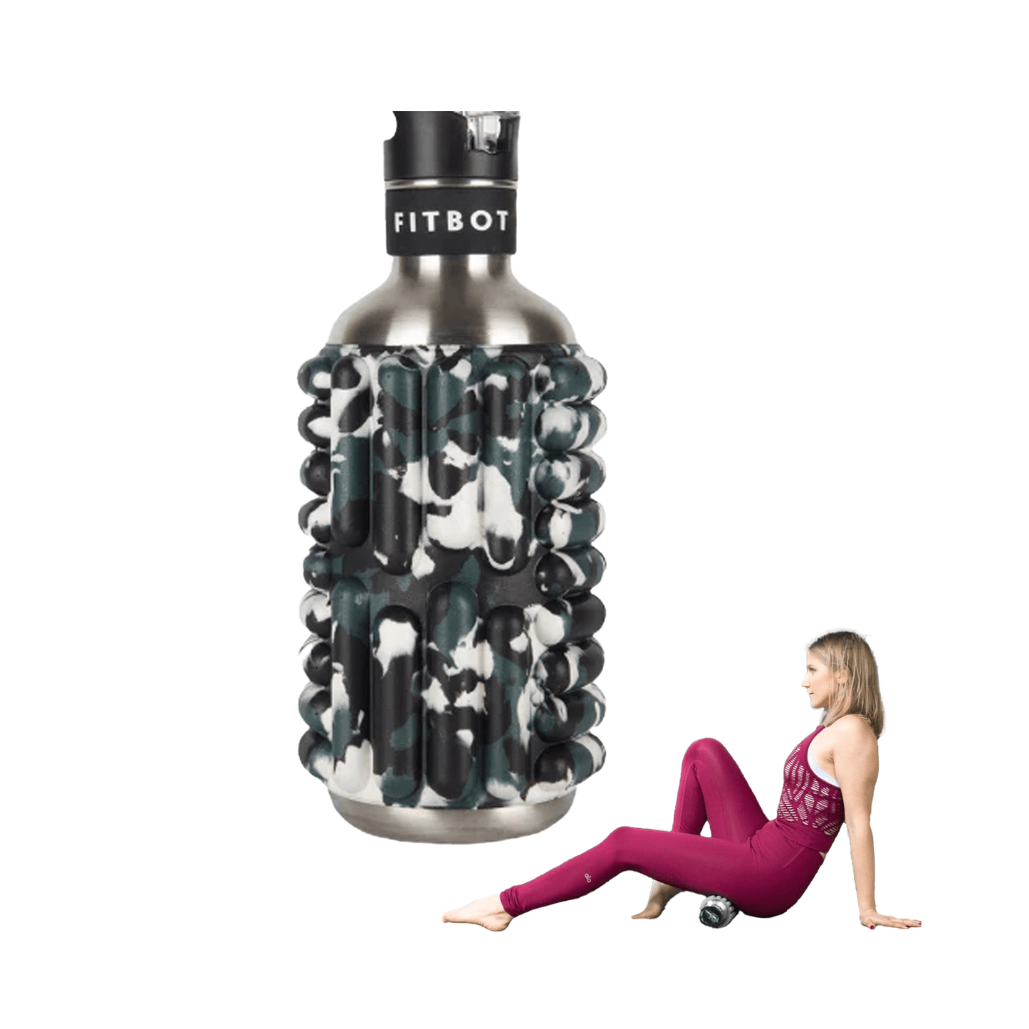Foam Roller Water Bottle - 0.8L to 1.2L Sustainable Ecofriendly Flip Straw Roller Drink Bottle
