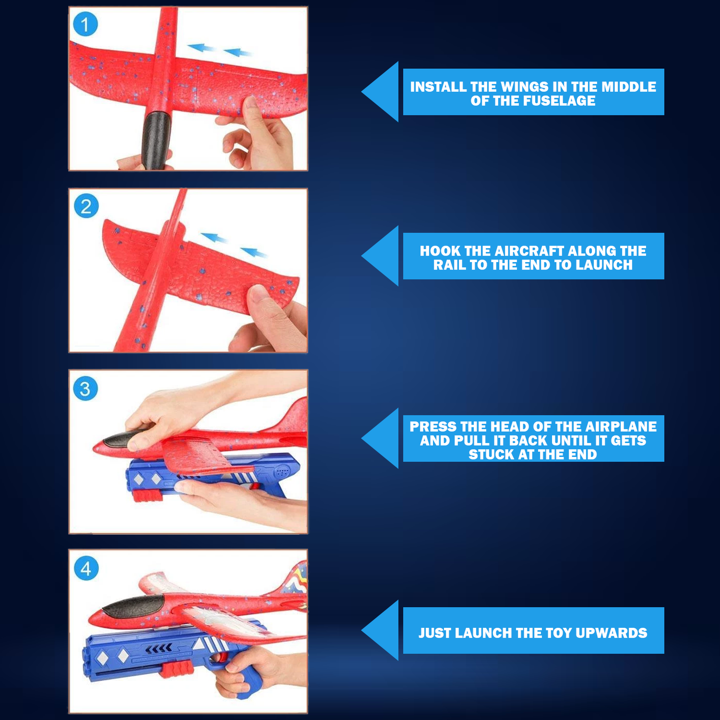 Airplane Launcher Toy – Kids 2 Flight Mode Airplane EPP Foam Gliders Fly Toy Catapult Launcher Gun Set