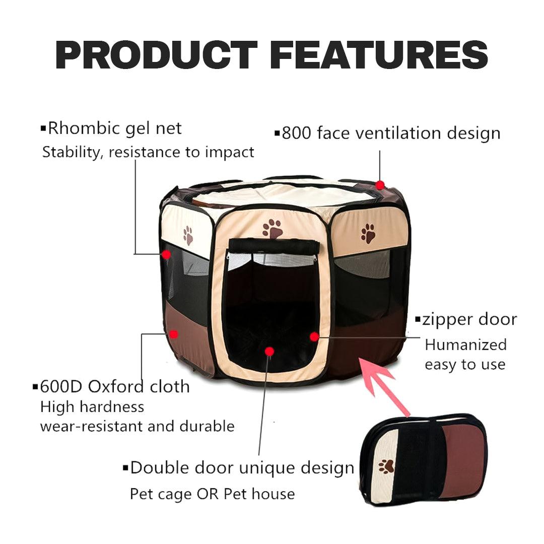 Large Fabric Dog Crates - Foldable Soft Fabric Dog Crate Cat Cage Pet Portable Travel Puppy Play Pen Tent