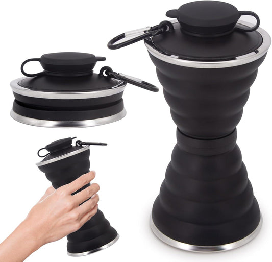 Foldable Drink Bottle - 500ml Silicone Water Bottle BPA Free Soft Flask